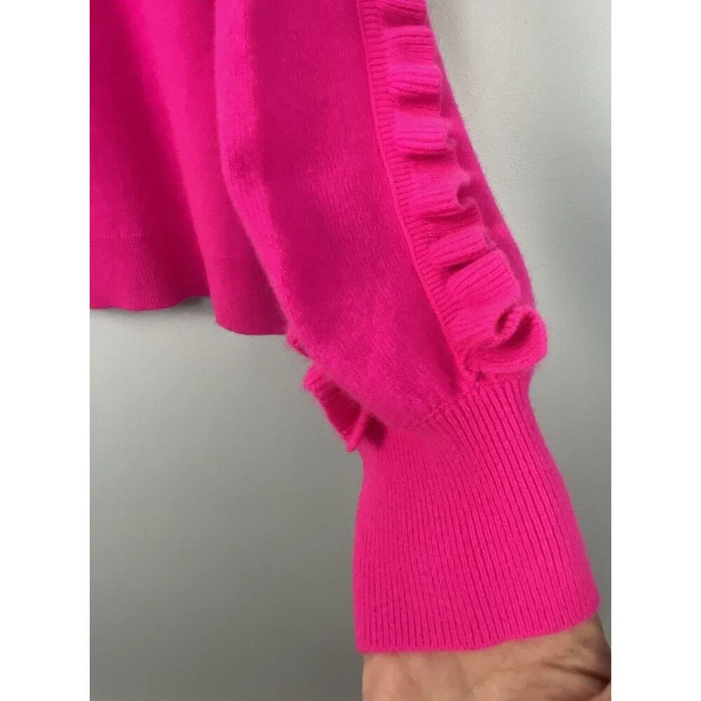 Lilly PULITZER Vibrant Cashmere Pink Ruffle Georgetta Sweater - Picture 8 of 13